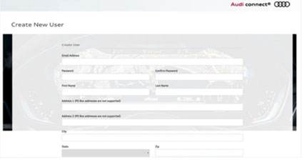 Register for an Audi connect account