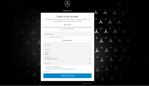 Login to the Mercedes-Benz Account