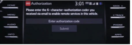 Enter Your Toyota Remote Connect verification code
